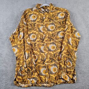 Le Garage Bellows Brut Yellow Paisley Shirt Made in France Size Medium Vintage